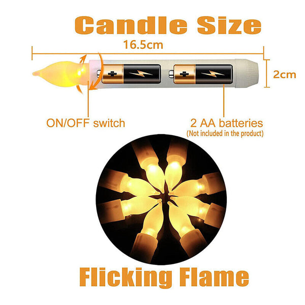 LED Candles Flameless Taper Flickering Battery Operated Candles 16.5x2cm