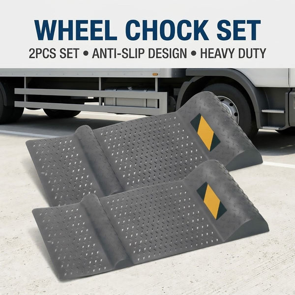 Wheel Chock Set 2 Pack Heavy Duty Anti Slip Vehicle Safety Rubber Car Truck New