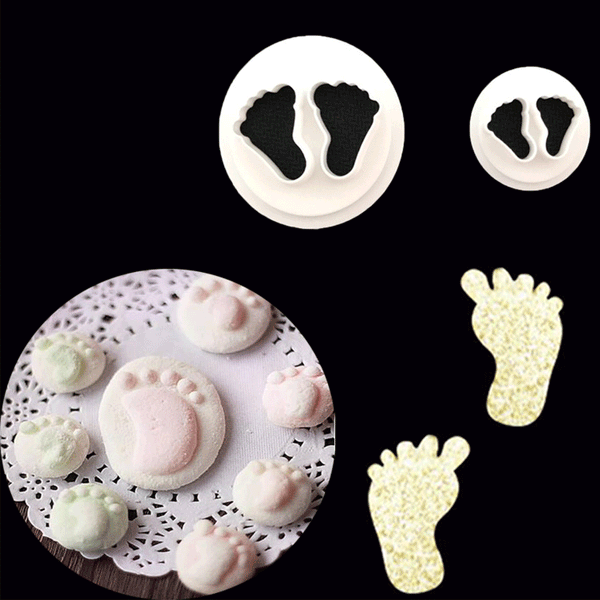 2PCS Newborn Mould Mold Cake Fondant Cutter Decoration Hot Baby Feet Sugarcraft