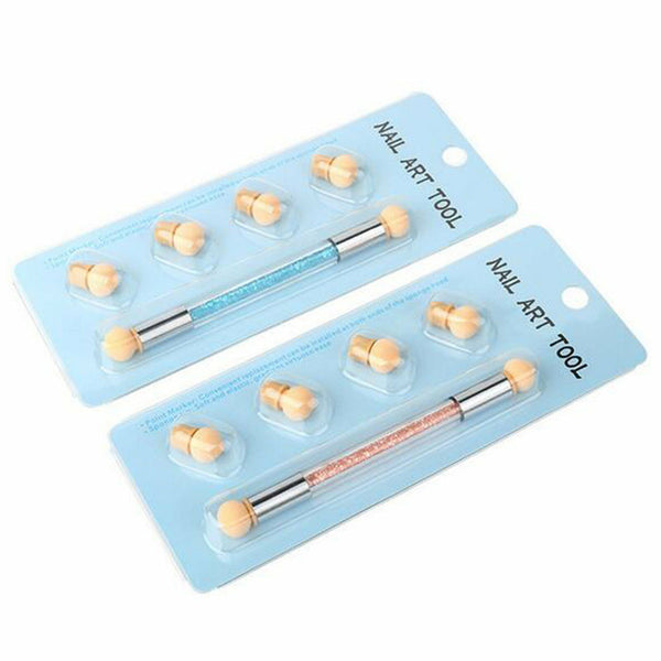 2 Sets Nail Art Sponge Stamping Brush Dual-head Colour Transfer Pen Gradient Paint AU