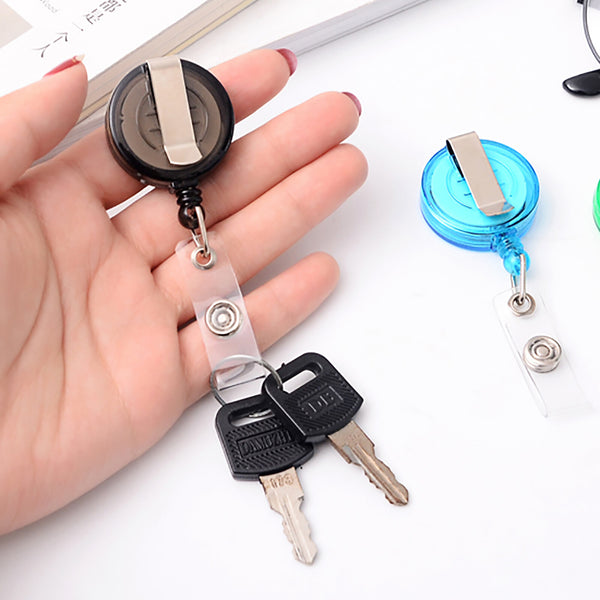 30PCS Retractable Badge Holders ID Card Reel Clips Key Ring Security Holders