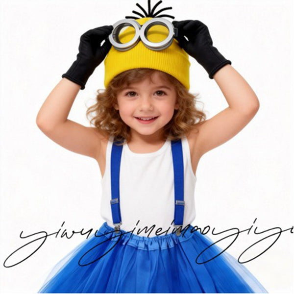 Minions Cosplay Costume Adults Kids Fancy Dress Beanie Glove Glasses Halloween