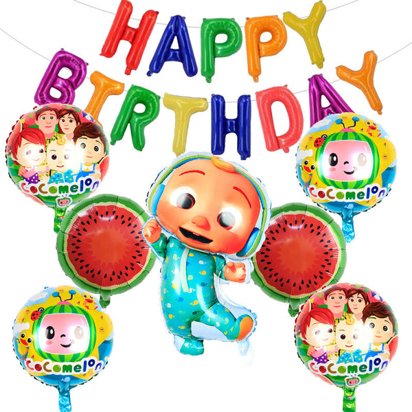 Cocomelon Tableware Party Supplies Kids Birthday Banner Topper Balloon Plate