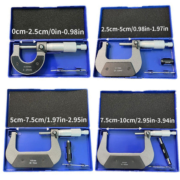 High Precision 0-100MM Outside Micrometer Alloy Head Spiral Measuring Tool AU