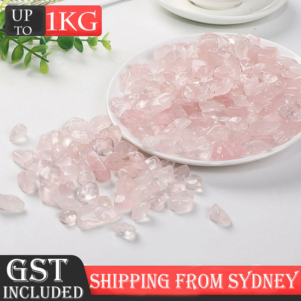 100g-1kg  Rose Quartz Mini Crystal Chips Pink Gemstone Polished Stones Bulk Deco