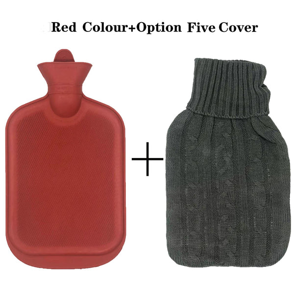 2L Hot Water Bottle Winter Warm Natural Rubber Bag Relaxing Warmer and COVER