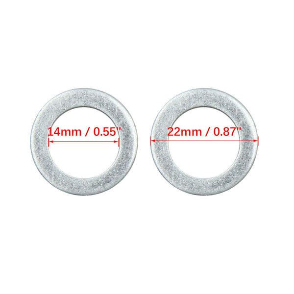 50pcs Car Engine Oil Crush Washers Drain Plug Gaskets 14mm ID. 22mm OD. Aluminum