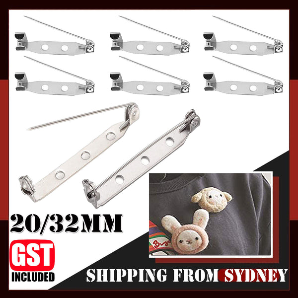 100X 20/32mm Brooch Backs Safety Bar Pins Craft Catch Badge Fasteners Jewellery