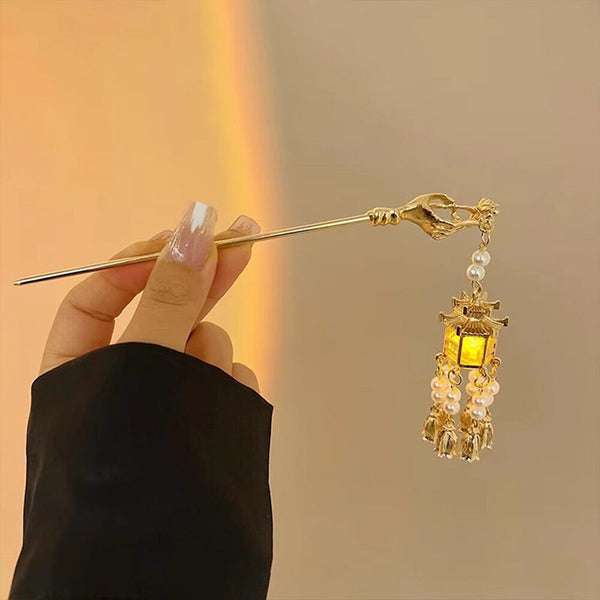 Flower Lantern Fringe Hairpin Hanfu Hair Accessories Vintage Chinese Hair Stick