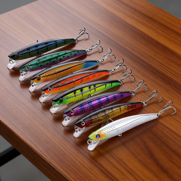 8pcs Minnow Fishing Lures Set | 9.3cm Shallow Diving Hard Baits for Trout, Bream, Salmon & Flathead