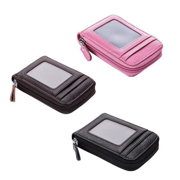RFID Blocking Leather Wallet Coin Purse Credit Card Holder Men Women Anti-theft