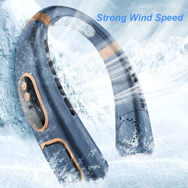8000mAh Hanging Cooler with LED Lights Neck Fan Cooling Neckband Digital Display