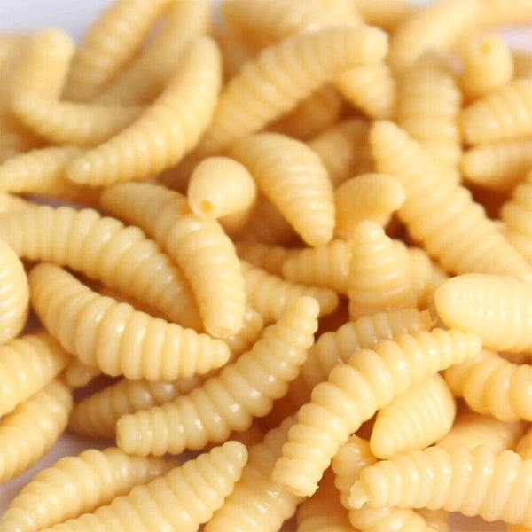 50/100pc Soft Rubber Maggot Grub Gent Fishing Bait Maggots Lure Fish Baits Lures
