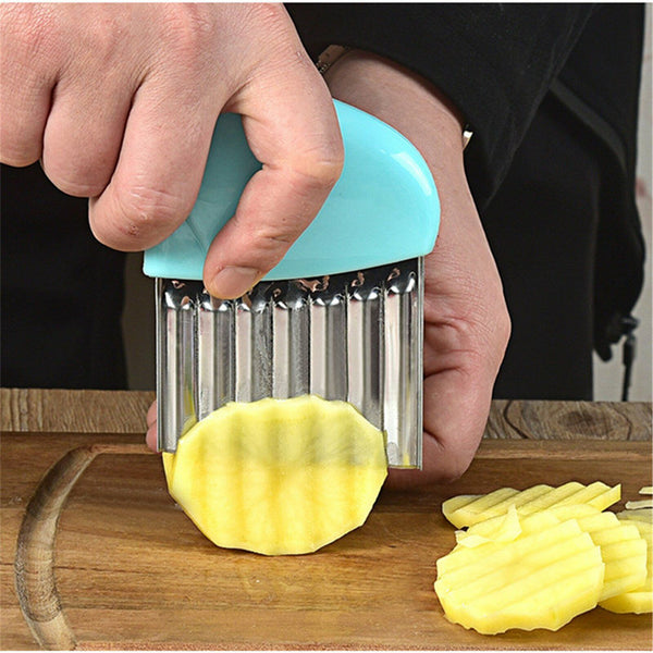 2x Stainless Steel Crinkle Cutter Wavy Vegetable Potato Chip Slicer Knife Blade