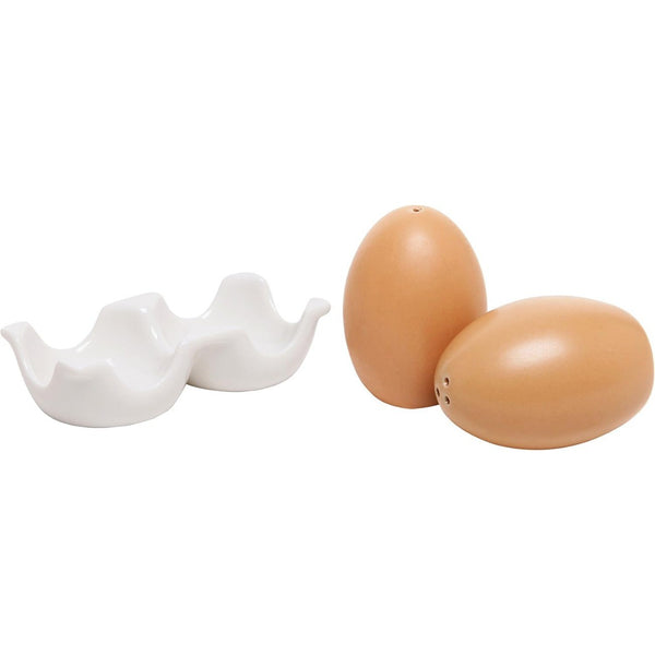 Brown Egg Shaped Salt and Pepper Shaker Ceramic Spice Bottle Set