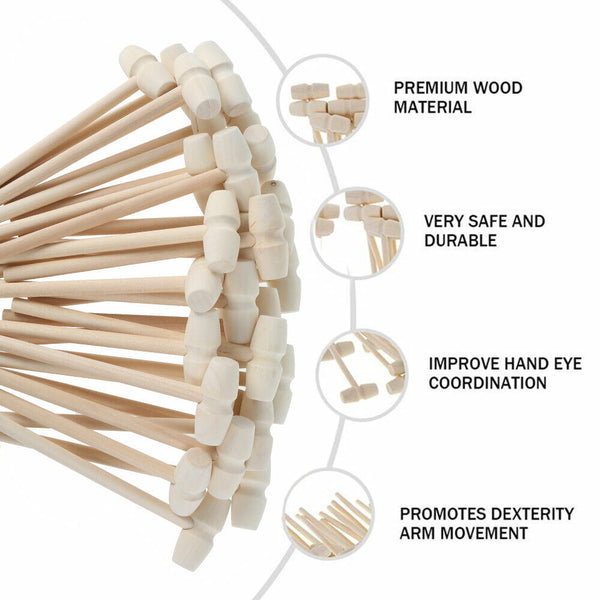 30X Mini Wooden Hammer For Chocolate Breakable Heart Hammer Mallet Smash DIY Toy