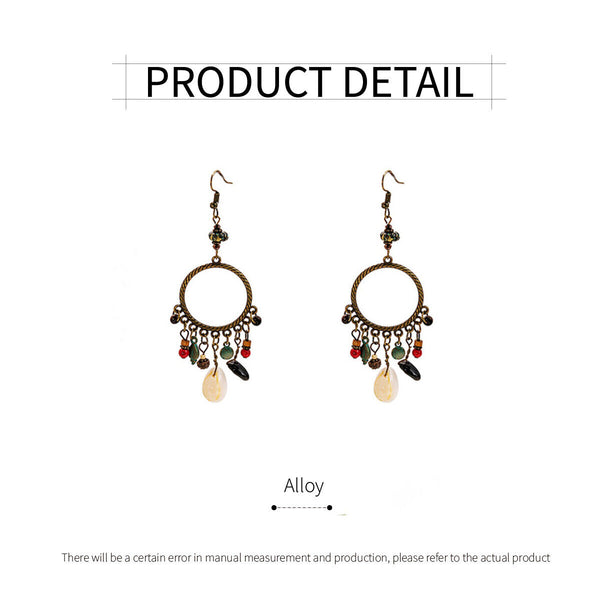 Bohemian Geometric Dreamcatcher Tassel Earrings Stylish Women's Fashion Jewelry