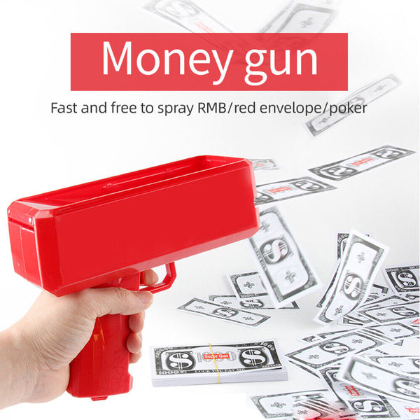Multi-Coloured Money Shooter Spray Cash Toy Money Gun Prop 100pcs Bill Dispenser