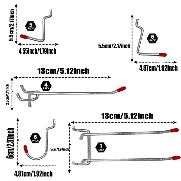 114PCS Pegboard Hooks Set Bins Peg Board Wall Hanger Garage Organizer Workshop