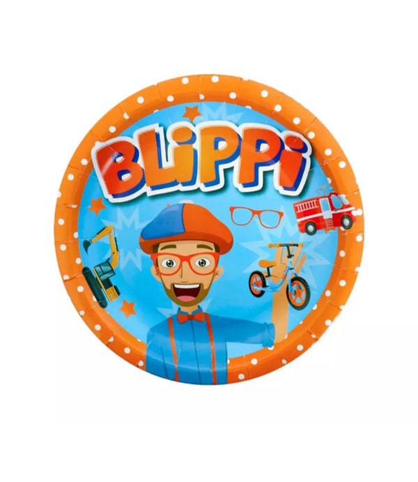 Blippi Party Supplies Tableware Kids Birthday Banner Topper Balloon Plate Bag