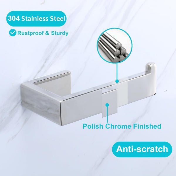 4pcs Toilet Paper Holder Set | Stainless Steel Wall Mounted Bathroom Roll Holders (Black & Chrome)