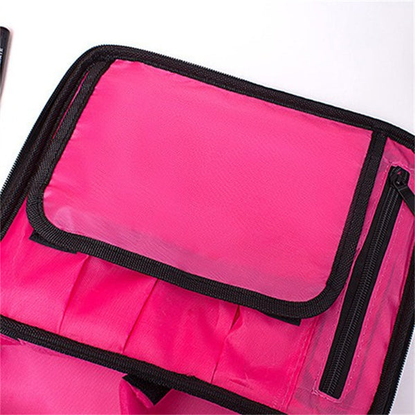 Professional Makeup Bag Travel Cosmetic Organizer Case with Brush Storage and Zipper Compartments