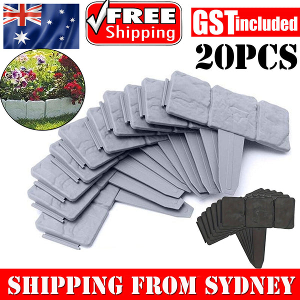 20PCS Plastic Garden Edging Lawn Yard Plant Flower Grass Fence Border Outdoor AU