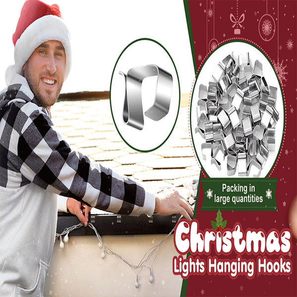 50PCS LED Fairy Lights Steel Gutter Hooks Metal Clips Christmas Party Clip TOOL