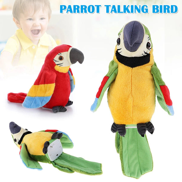 Talking Parrot Plush Toy Repeats What You Say Interactive Record Bird Kids Gift