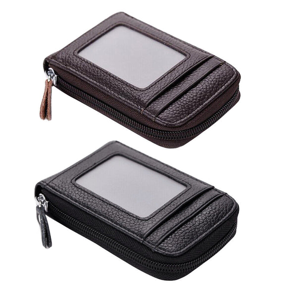 RFID Blocking Leather Wallet Coin Purse Credit Card Holder Men Women Anti-theft