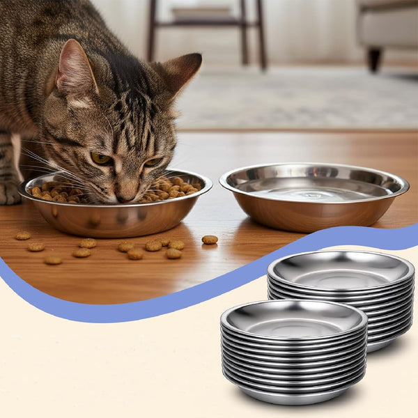 Stainless Steel Dog Bowl Set – Non-Slip Large Capacity Pet Food & Water Bowls (6-Pack)