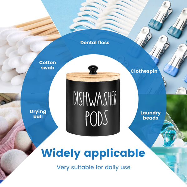 2pcs Wooden Dishwasher Pod Holder with Lid | Laundry Capsule Storage Container
