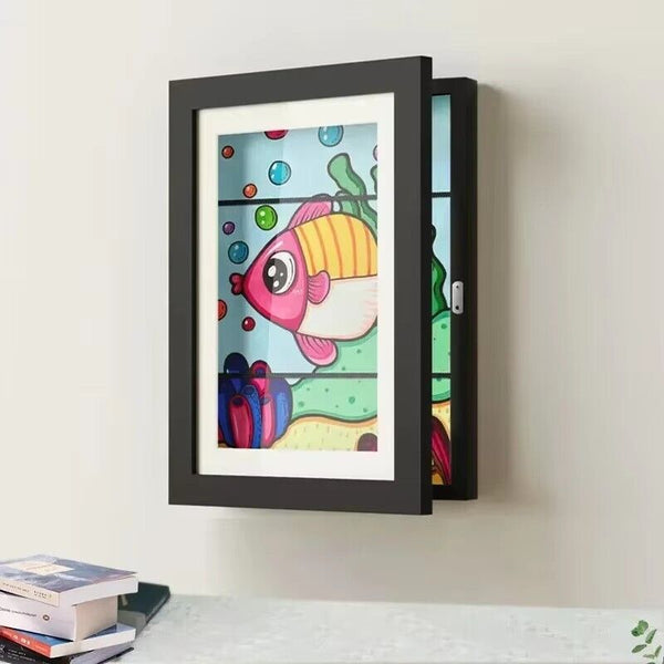 1PC Kids Art Frames Children Art Project Wooden Artwork Display Hold 50 Picture