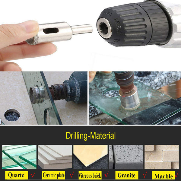 10 Pcs Diamond Glass Drill Set Drill Bit Cutter Drill Holes Saw Core Drill Tool