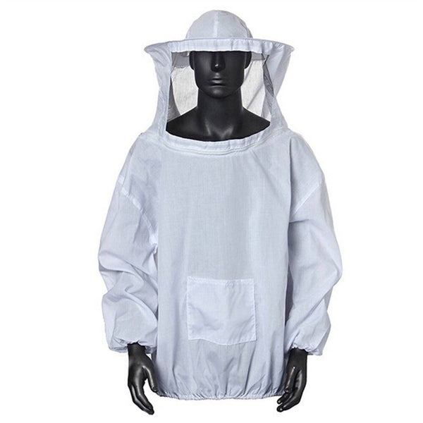 2PCS Bee Keeping Suit Protective Coat Pull Tops Beekeeping Smock Jacket Veil Hat