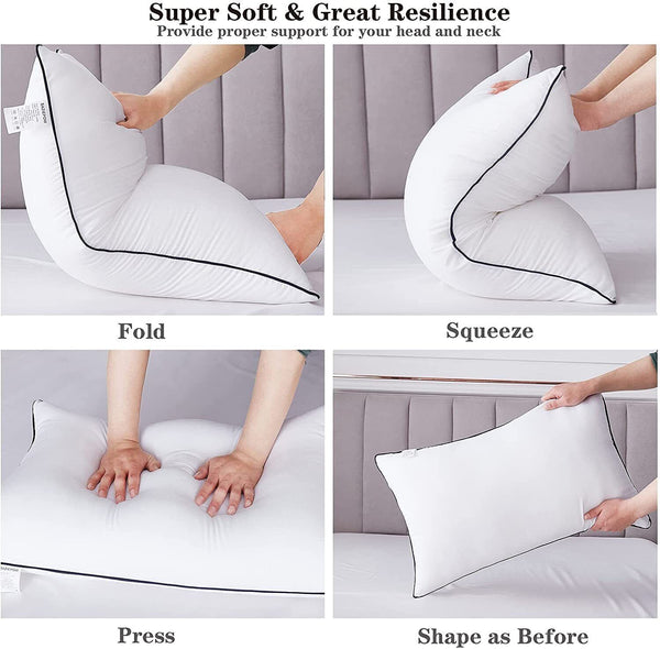 2x Hotel Quality Bamboo Pillow Breathable Home Pillows Queen Size Medium Firm
