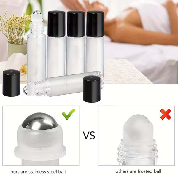10PCS Glass Roller Bottles Essential Oil Roll-On Bottles 5ML 10ML