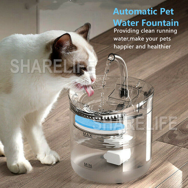 Pet Water Fountain Cat Dog Automatic Electric Sensor Drinking Dispenser Filter
