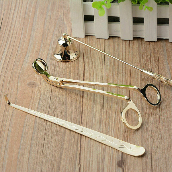 3pcs Candle Care Tool Set | Stainless Steel Wick Trimmer, Snuffer & Wick Dipper