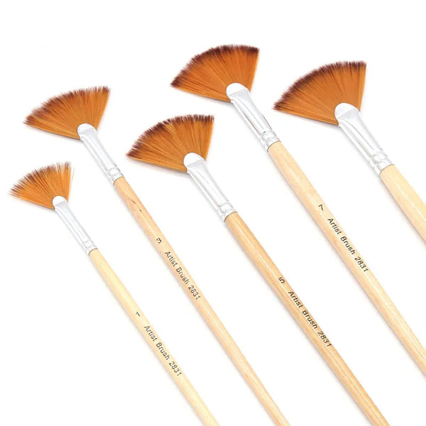 5 Pcs Fan-Shaped Artist Paint Brushes Set Watercolour Acrylic Oil Painting Brush