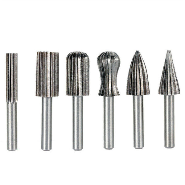 6/12pcs Tungsten Steel Carbide Burrs For Rotary Drill Bit Die Grinder 6mm Shank