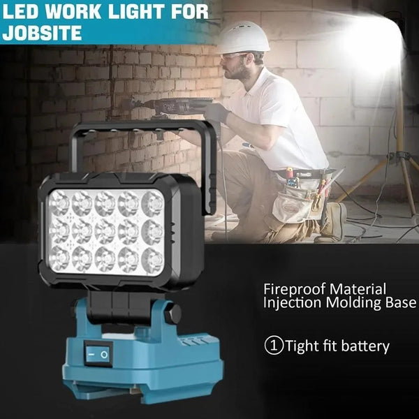 For Milwaukee Battery 18V LED Work Light Workshop Flashlights Camping Torch 2USB