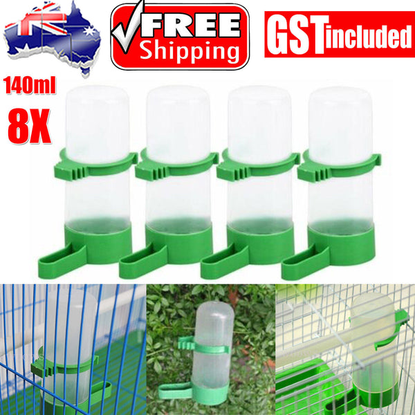 8PCS Pet Drinker Food Feeder Water Dispenser Clip For Cage Bird Parrot Cockatiel