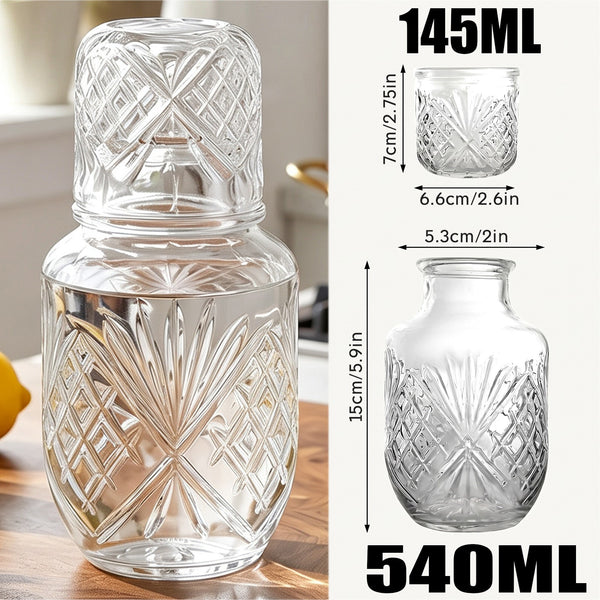 Dish Drying Mat with Glass Pitcher & Cup Set – Decorative Kitchen Draining Mat