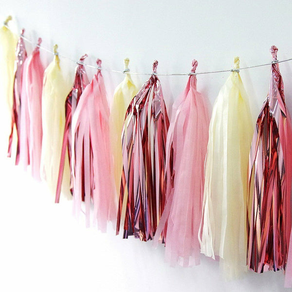 Tassel Garland (5pc) – Rose Gold Foil Fringe for Birthday Parties