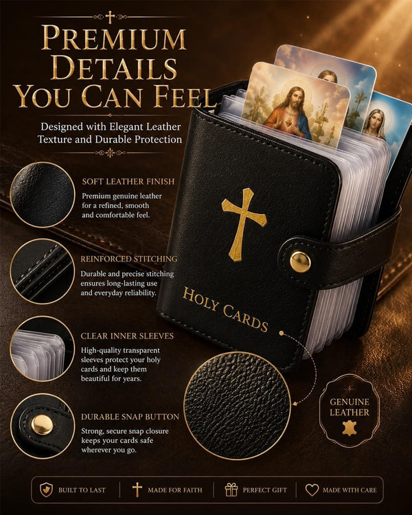 Prayer Card Holder WITH 54 Essential Catholic Christian Prayer Holy Cards Set AU
