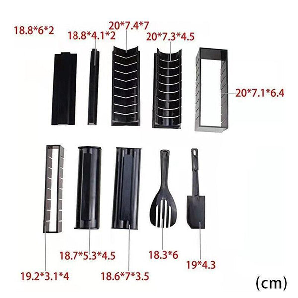 13PCS DIY Sushi Maker Making Kit Rice Roller Mold Set for Beginners Kitchen Tool