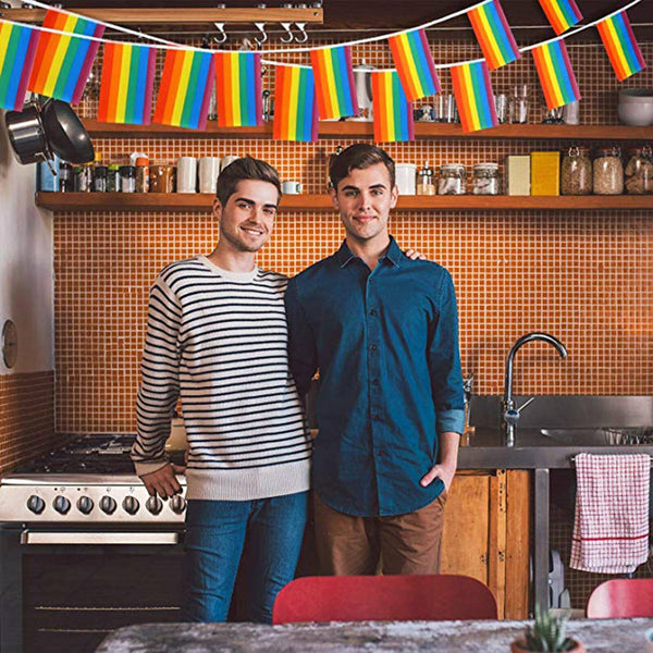 20x 5.5M Rainbow String Flag Gay LGBT Lesbian Pride Mardi Gras Party Banner Outd