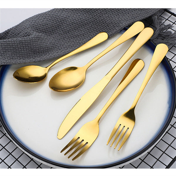 15X Cutlery Sets,Stainless Steel Mirror Polished Dishwasher Safe for Home,Gold