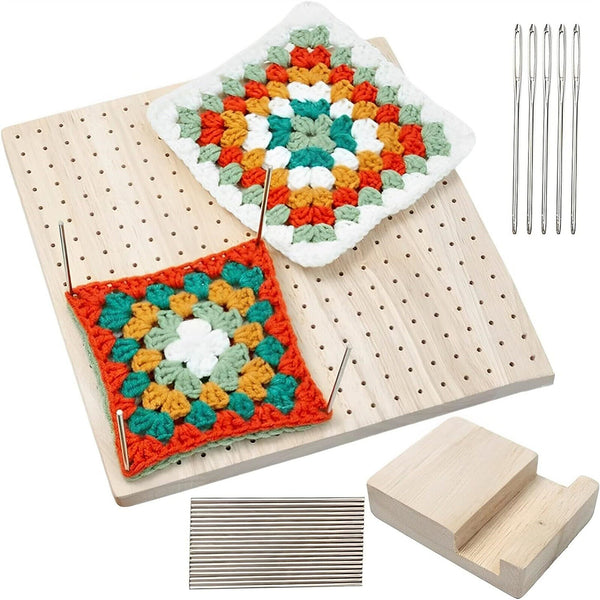 Crochet Blocking Board with 25 Rod Pins for Knitting and Crocheting Tool Kit AUS